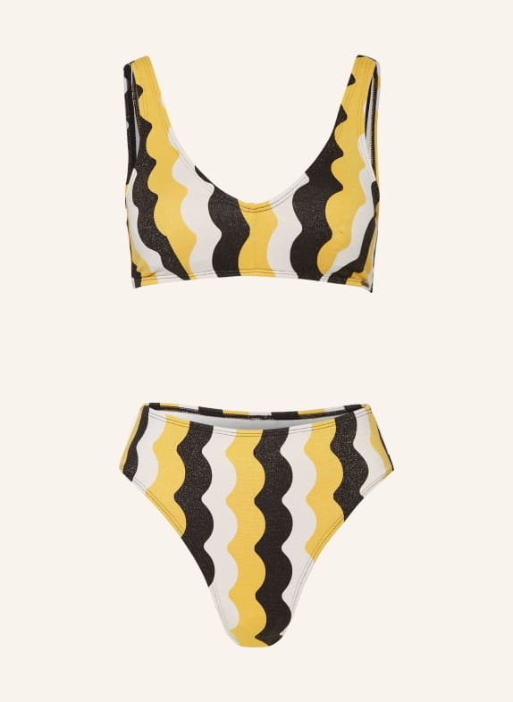 O'NEILL Bralette bikini BEACH VINTAGE with glitter thread BLACK/ WHITE/ YELLOW