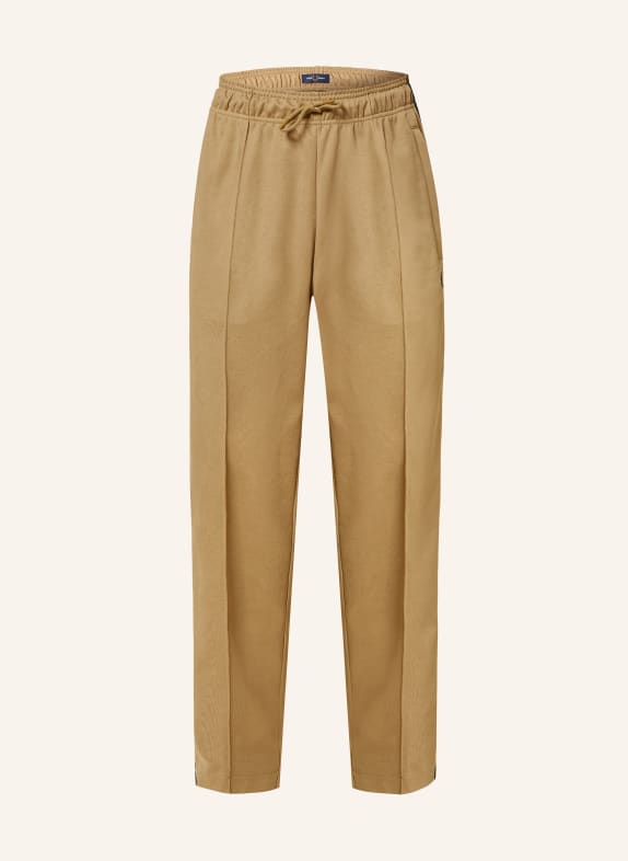 FRED PERRY Track pants with tuxedo stripes CAMEL/ ECRU/ BLACK