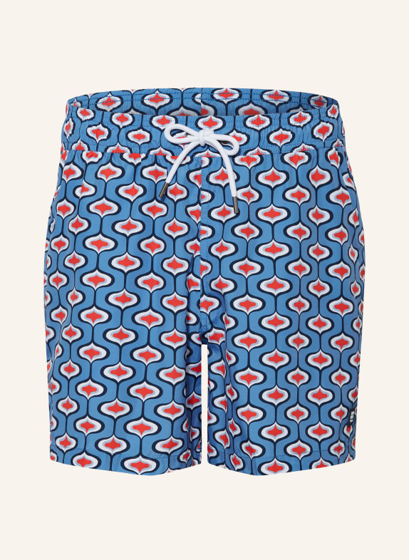 mey Swim shorts series DAMASK BLUE GRAY/ RED/ BLACK