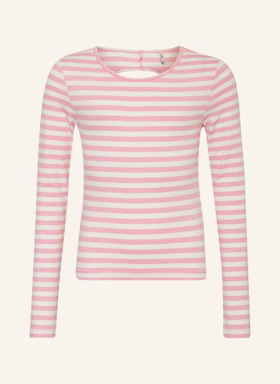 ONLY Longsleeve mit Cut-out WEISS/ ROSA