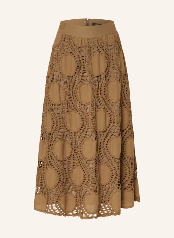 LUISA CERANO Skirt with crochet lace OLIVE