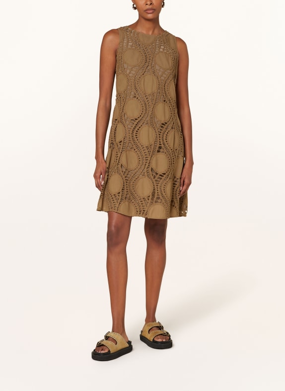 LUISA CERANO Dress with broderie anglaise OLIVE