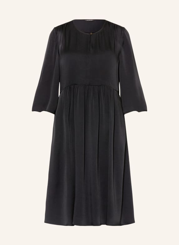 LUISA CERANO Satin dress with 3/4 sleeves BLACK