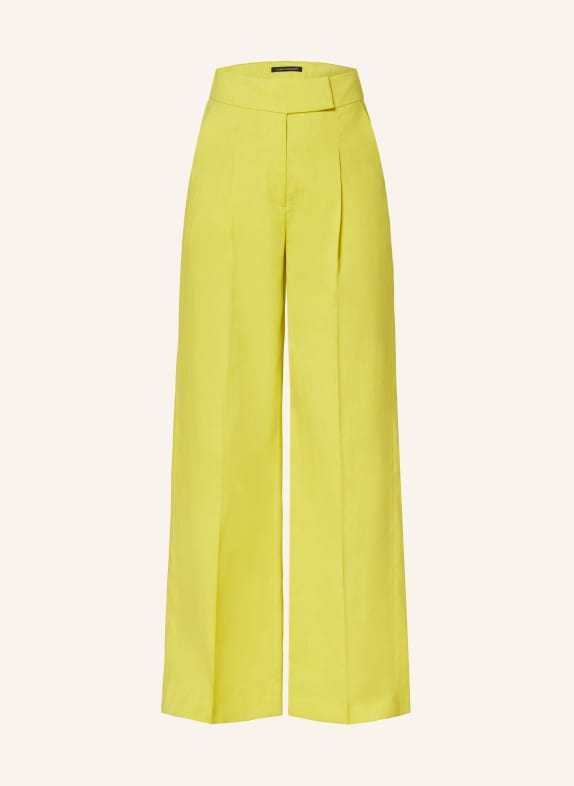 LUISA CERANO Wide leg trousers with linen YELLOW