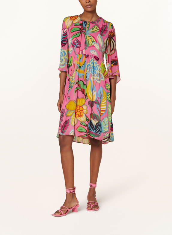 LUISA CERANO Dress with 3/4 sleeves PINK/ BLUE/ YELLOW