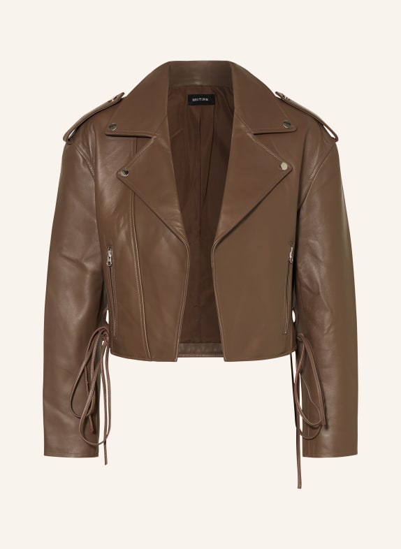 MEOTINE Leather jacket ROSE DARK BROWN