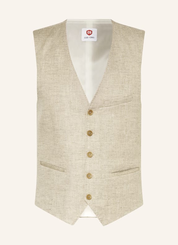 CG - CLUB of GENTS Suit vest CG PLUM slim fit with linen 21 beige hell