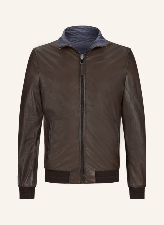 MILESTONE Reversible leather jacket MSJEFF DARK BROWN
