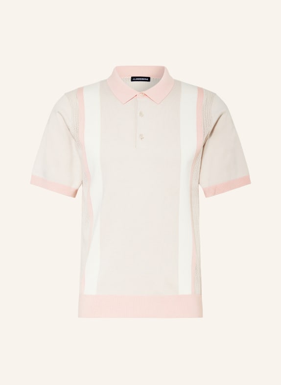 J.LINDEBERG Knitted polo shirt CREAM/ LIGHT PINK