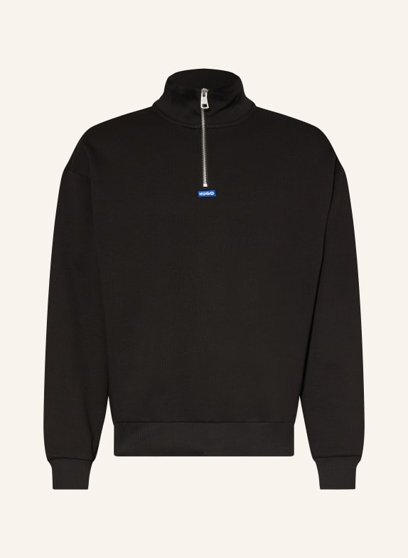 HUGO BLUE Half-zip sweater in sweatshirt fabric NEELER BLACK