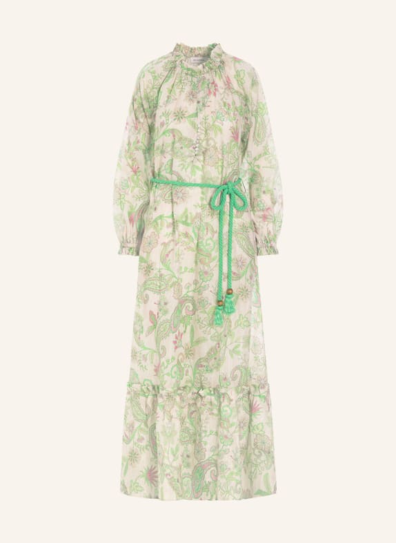 dea kudibal Linen dress IDANIA with frills CREAM/ LIGHT GREEN/ PINK