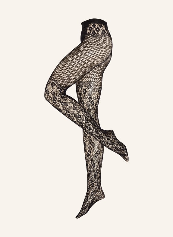 Wolford Netzstrumpfhose FLOWER LACE TIGHTS 7005 BLACK