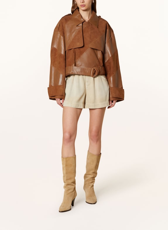 STAND STUDIO Leather jacket BLOSSOM BROWN