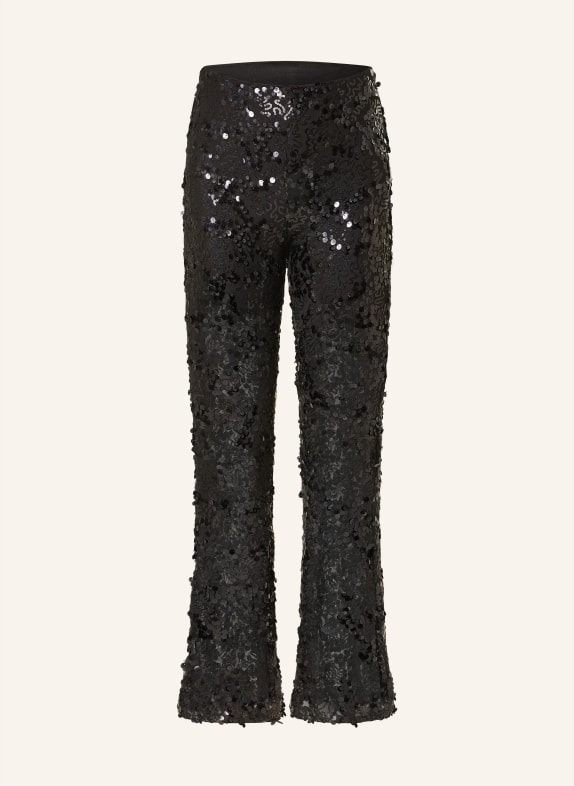 miss goodlife Bootcut trousers made of mesh with sequins BLACK