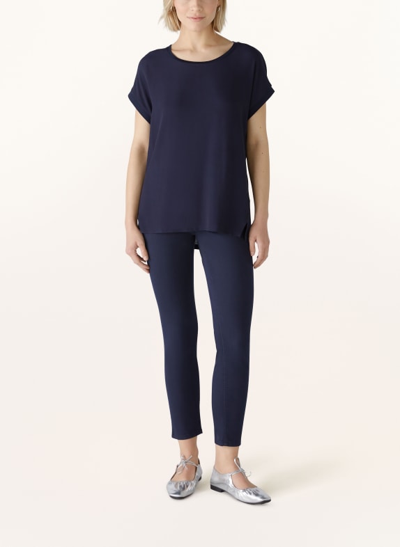oui Blouse-shirt in materiaalmix DONKERBLAUW