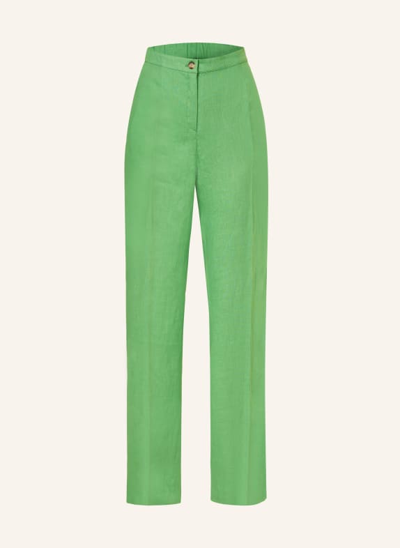 ELENA MIRO Wide leg trousers made of linen GREEN