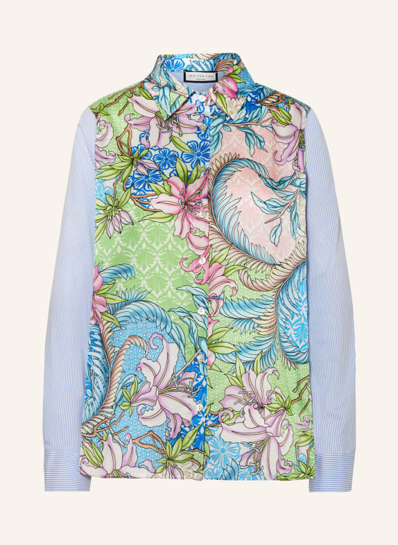 SEM PER LEI Shirt blouse with silk BLUE/ PURPLE/ ROSE