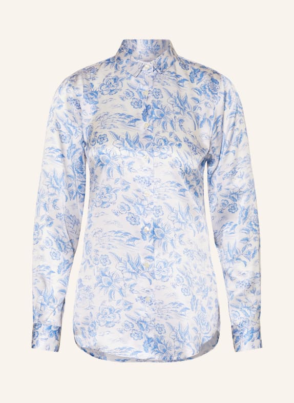rossana diva Shirt blouse LIBERTY in silk WHITE/ BLUE