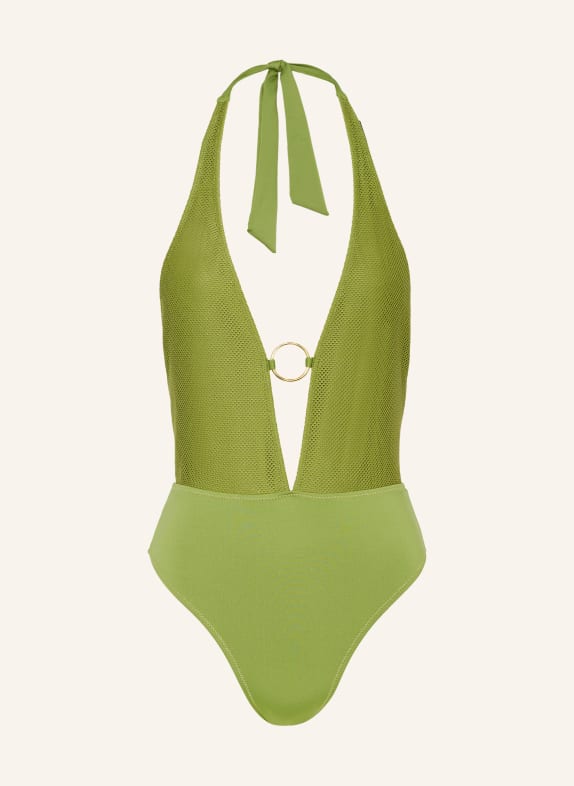 BANANA MOON COUTURE Halter neck swimsuit SUNCRES CAITITU with glitter thread LIGHT GREEN
