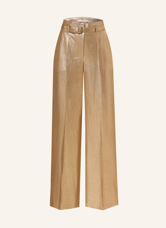 RAFFAELLO ROSSI Wide leg trousers ANAIS with linen GOLD