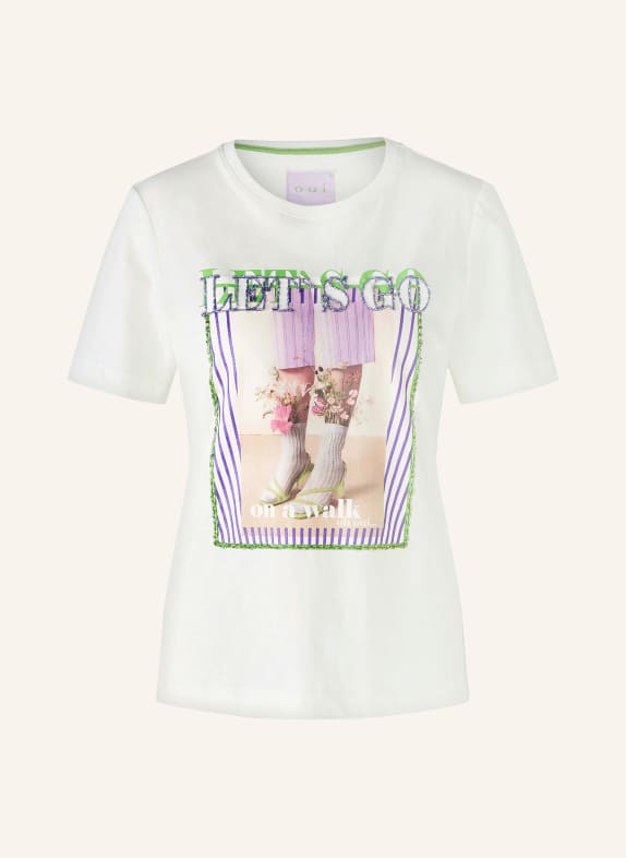 oui T-shirt with decorative beads WHITE