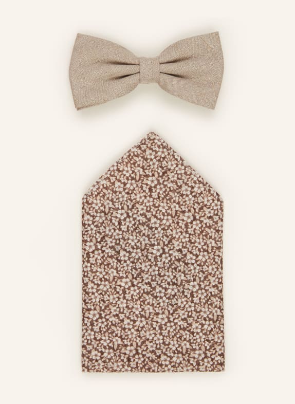 STRELLSON Set: Bow tie and pocket square BEIGE