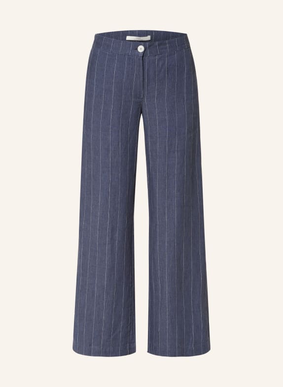 LANIUS Wide leg trousers made of linen DARK BLUE/ WHITE