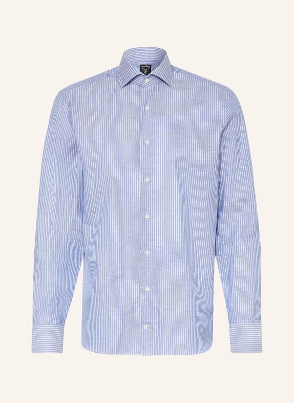 van Laack Shirt regular fit with linen BLUE/ WHITE