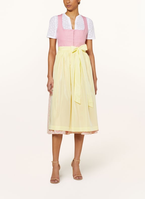 Johann & Johanna Sukienka bawarska WIESSEE z dodatkiem lnu RÓŻOWY / ŻÓŁTY