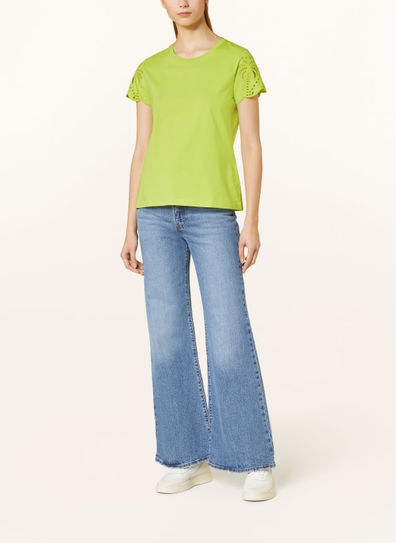 darling harbour T-Shirt mit Lochstickerei LIMETTE