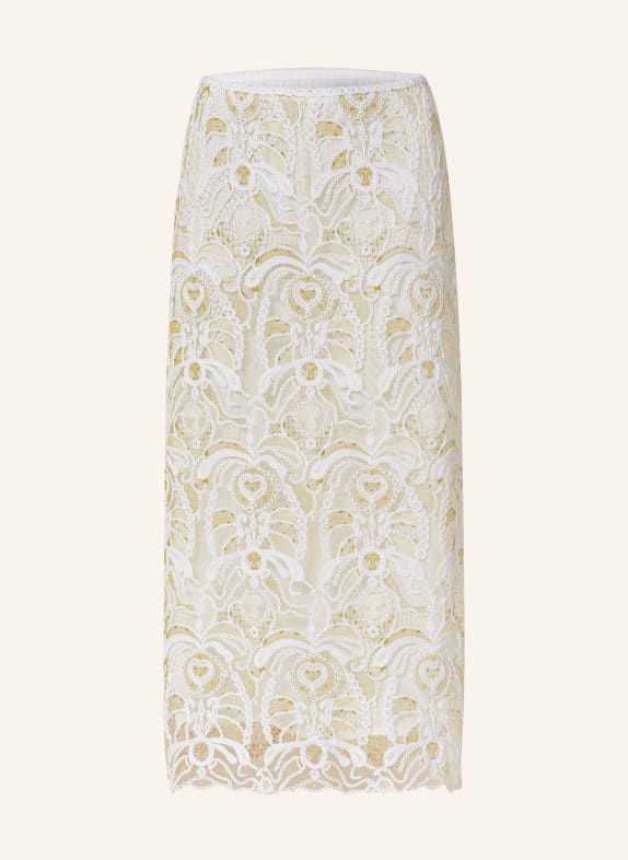 FABIANA FILIPPI Lace skirt WHITE/ OLIVE/ LIGHT YELLOW