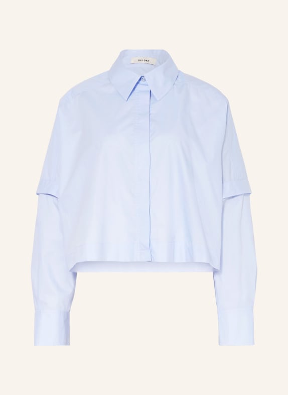 IVY OAK Cropped shirt blouse ELVIRA with detachable sleeves LIGHT BLUE