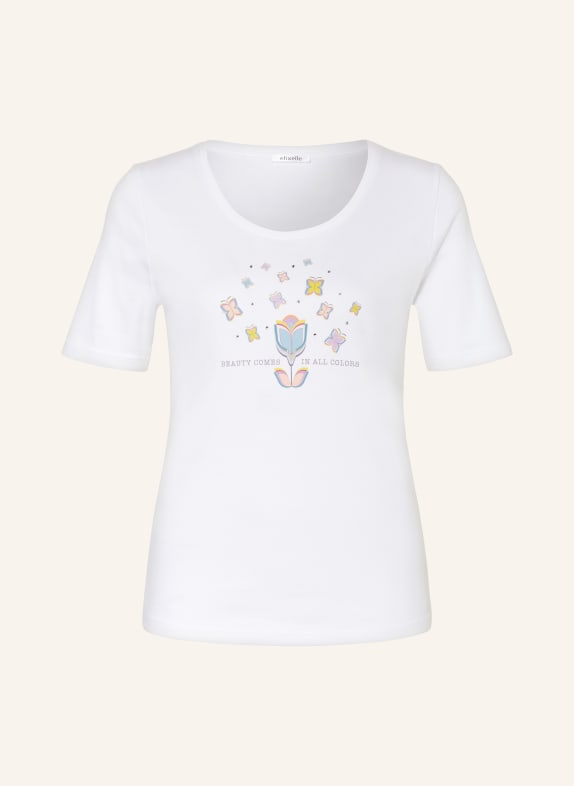 efixelle T-Shirt mit Schmucksteinen WEISS/ HELLBLAU/ GELB