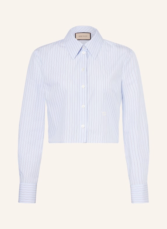 GUCCI Cropped shirt blouse LIGHT BLUE/ WHITE/ DARK BLUE