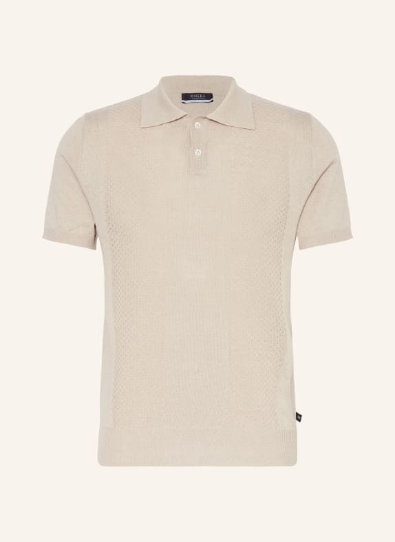 DIGEL Knitted polo shirt DAMY with linen BEIGE