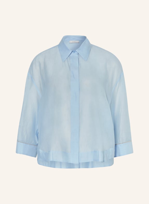 PESERICO Shirt blouse with silk and 3/4 sleeves LIGHT BLUE