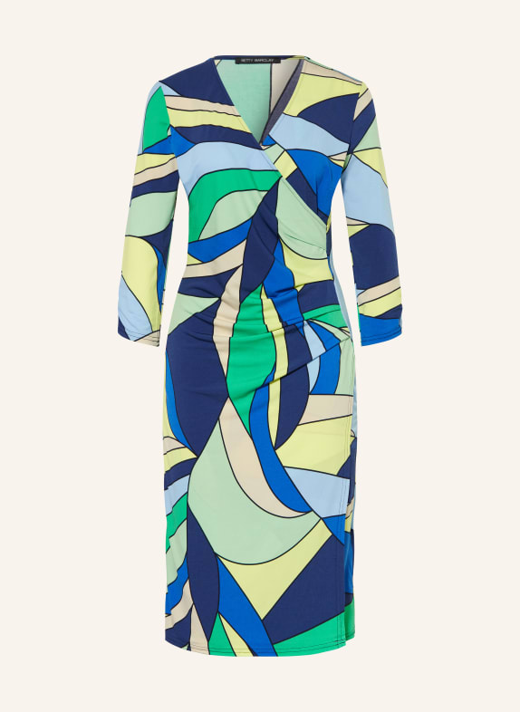 Betty Barclay Sheath dress with 3/4 sleeves BLUE/ GREEN/ NEON YELLOW