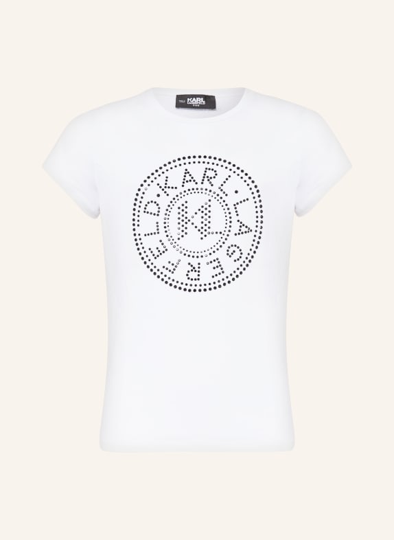 KARL LAGERFELD KIDS T-shirt z obszyciem ozdobnymi kamykami BIAŁY
