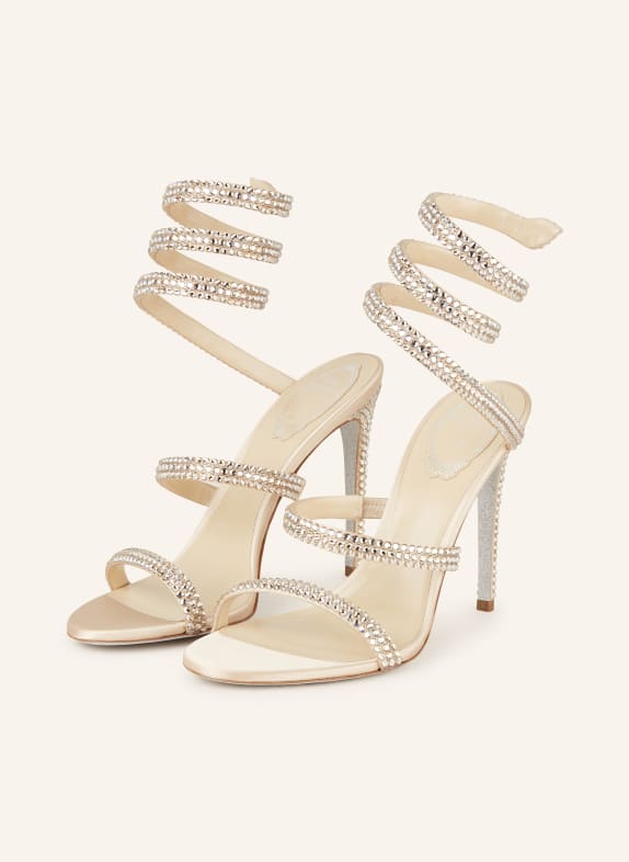 RENE CAOVILLA Sandals CLEO with decorative gems WHITE GOLD
