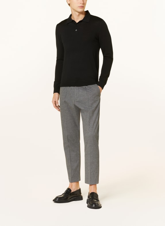 REISS Polo tricotat TRAFFORD din lână merino NEGRU