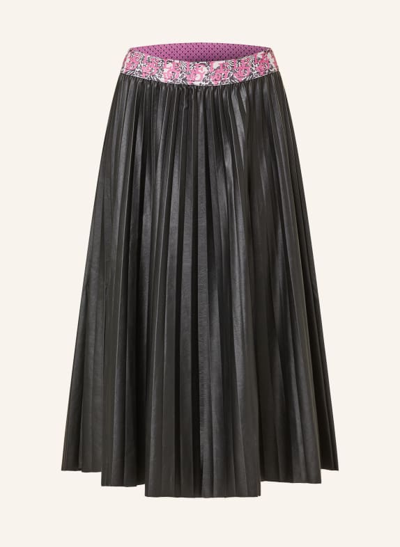 miss goodlife Pleated skirt LOVE AND FLOWERS in leather look BLACK