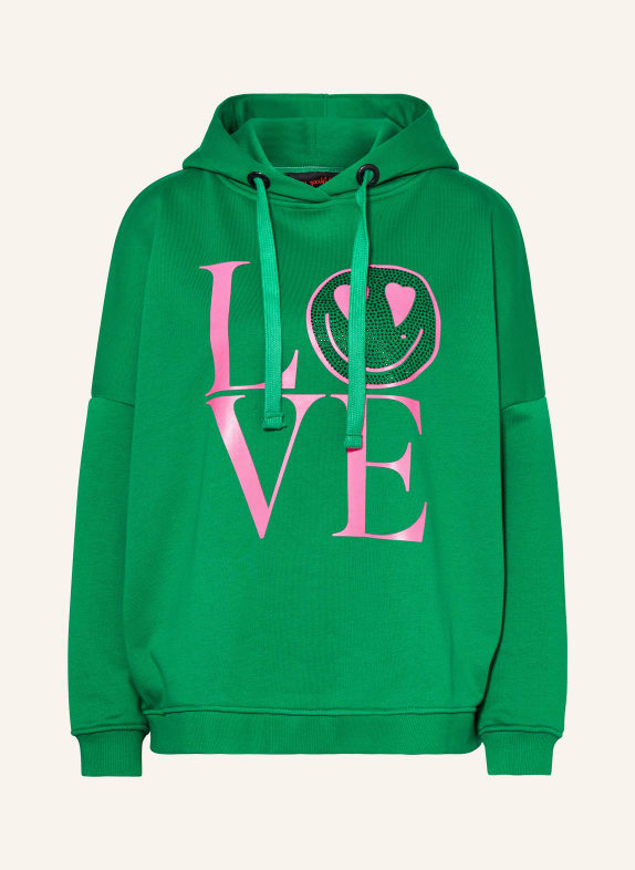 miss goodlife Hoodie with decorative gems GREEN/ NEON PINK