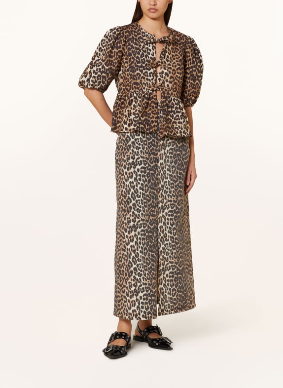 GANNI Blouse LICHTBRUIN / CRÈME / ZWART