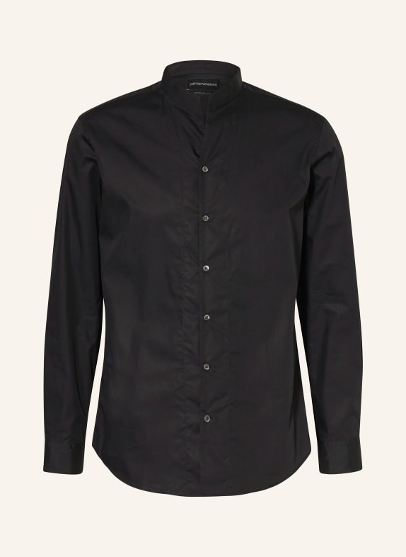 EMPORIO ARMANI Shirt modern fit with stand-up collar BLACK