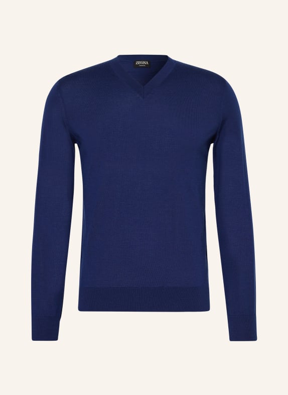 ZEGNA Cashmere sweater with silk DARK BLUE