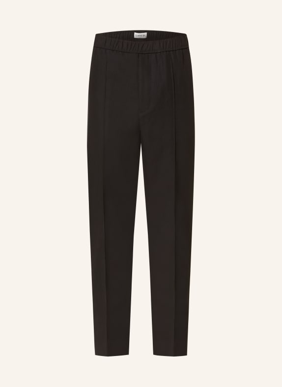 LANVIN Regular fit trousers with linen BLACK