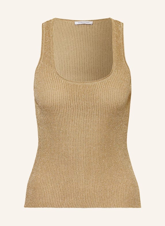 PATRIZIA PEPE Knit top with glitter thread GOLD