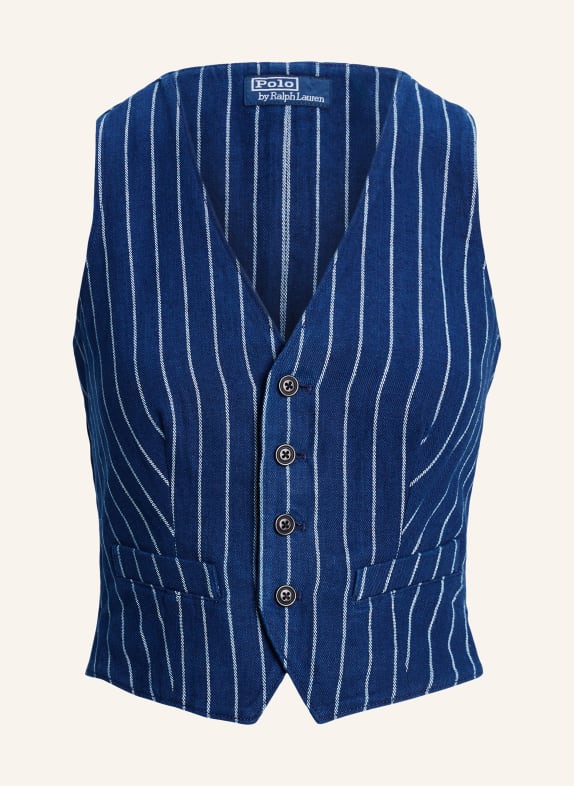 POLO RALPH LAUREN Blazer vest with linen DARK BLUE/ WHITE