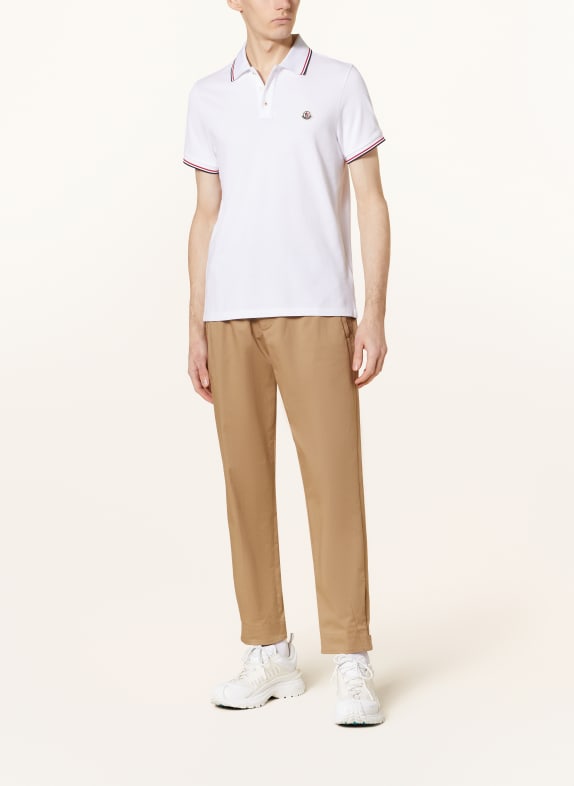 MONCLER Piqué poloshirt WIT / DONKERBLAUW / ROOD