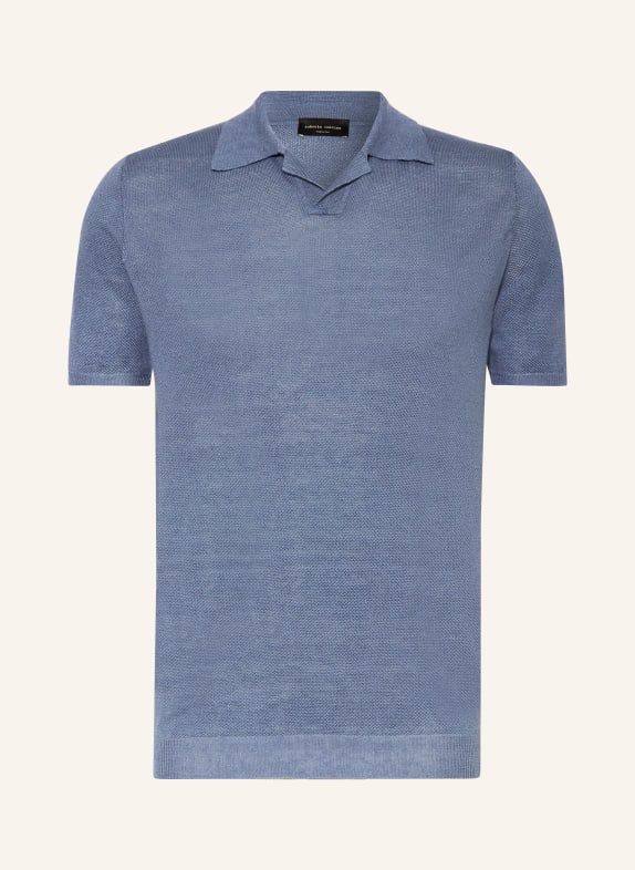 roberto collina Knitted polo shirt made of linen BLUE GRAY
